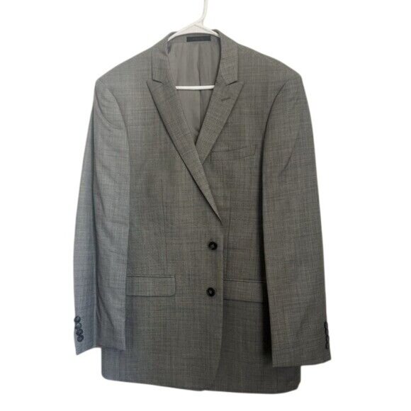 Calvin Klein Mens Gray Extreme Slim Fit 2-Piece Suit 46L Wool Jacket & Pants - Picture 2 of 11
